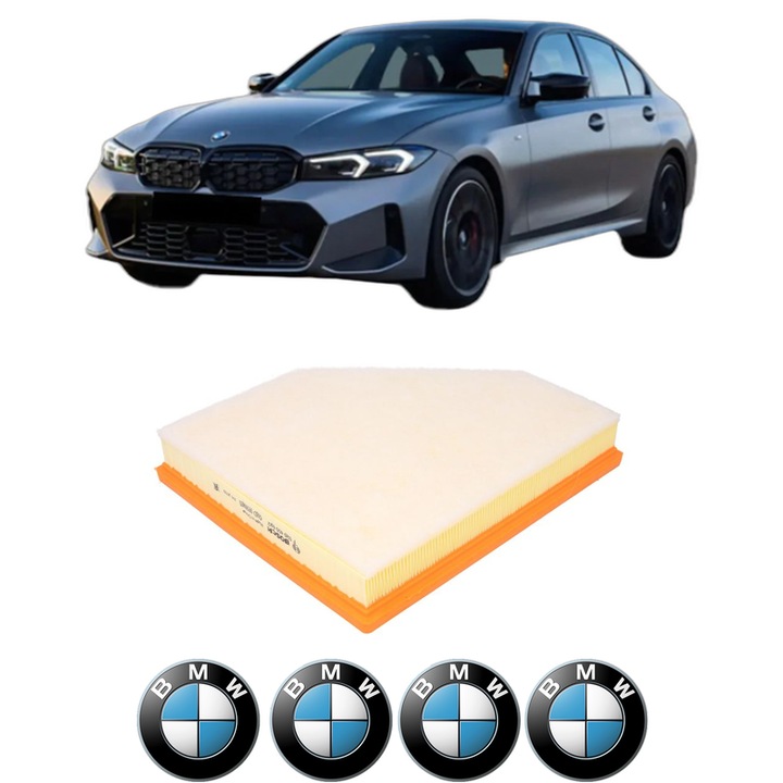 Filtru aer BMW Seria 3 (G20, G80, G28) 320 d xDrive din 2018-2020 KW 120 CP 163 CMC 1995, Bosh, Auto, 4x Stickere auto cu BMW