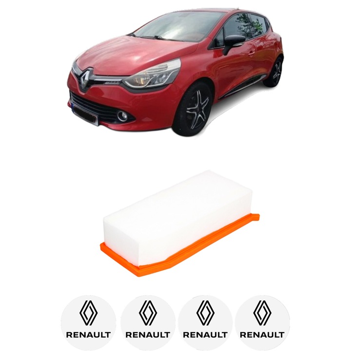 Filtru aer RENAULT CLIO IV (BH_) 0.9 TCe 90 (BHNF, BHMA, BHMH, BHJK, BHJR) din 2012-2021 KW 66 CP 90 CMC 898, Bosh, Auto, 4x Stickere auto cu RENAULT