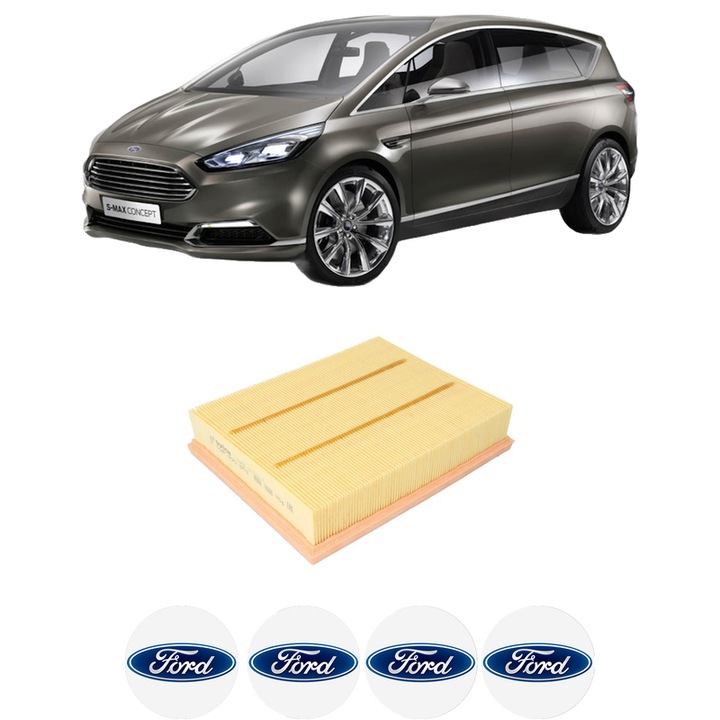 Filtru aer FORD S-MAX (CJ, WA6) 2.0 TDCi din 2015-2018 KW 132 CP 180 CMC 1997, Bosh, Auto, 4x Stickere auto cu FORD