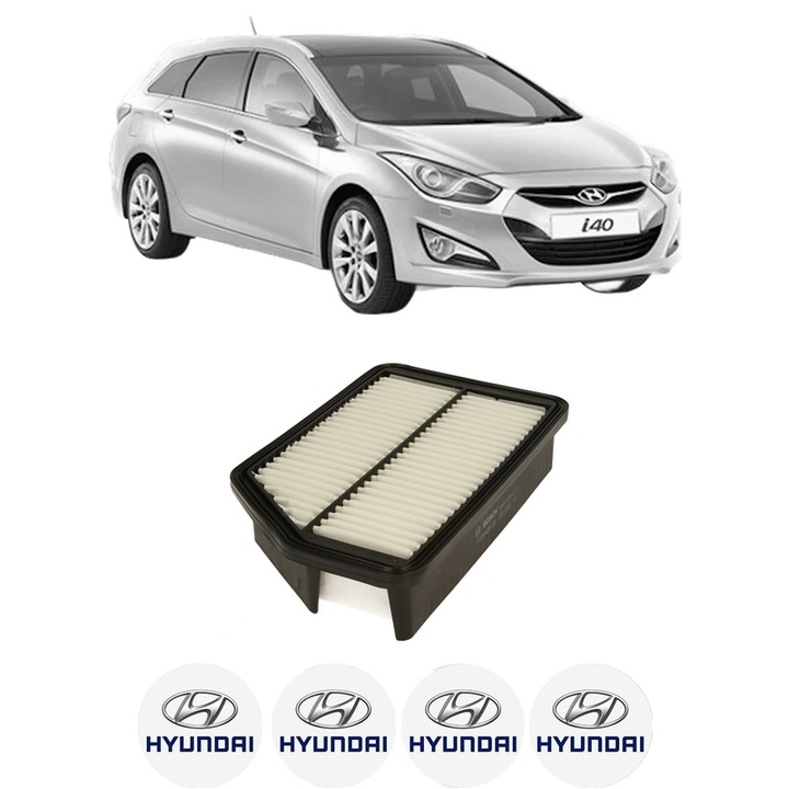 Filtru aer HYUNDAI i40 I CW (VF) 2.0 CVVT din 2012-2019 KW 121 CP 165 CMC 1999, Bosh, Auto, 4x Stickere auto cu HYUNDAI
