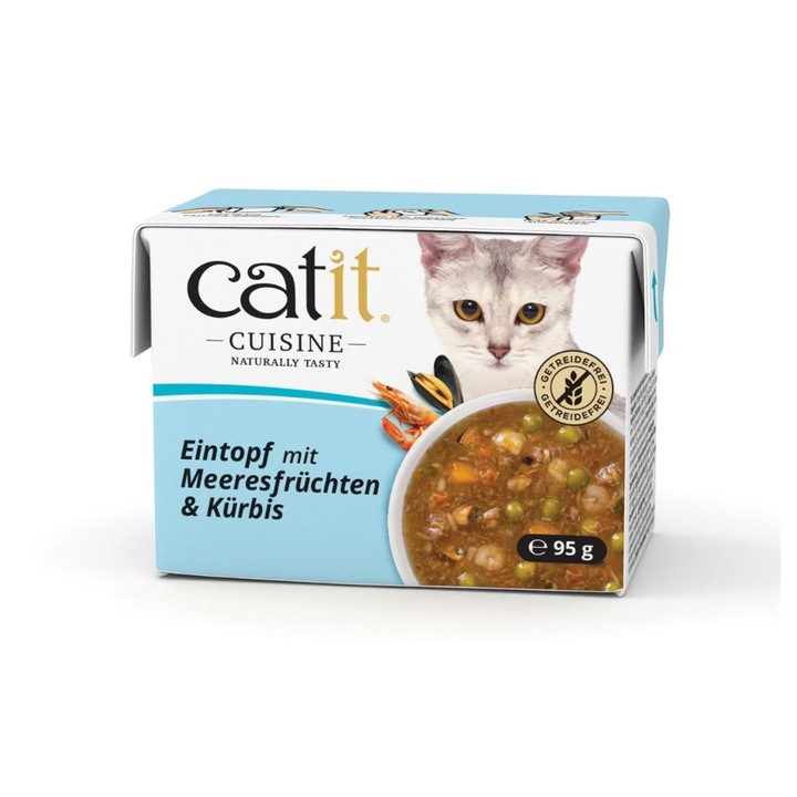 Hrana umeda pentru pisici, CatIT, Cuisine Seafood Stew, ton, scoici, 95 g