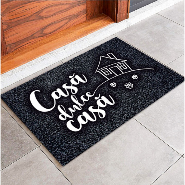 Covoraș intrare personalizat Casa dulce Casa, poliester, 60x40cm