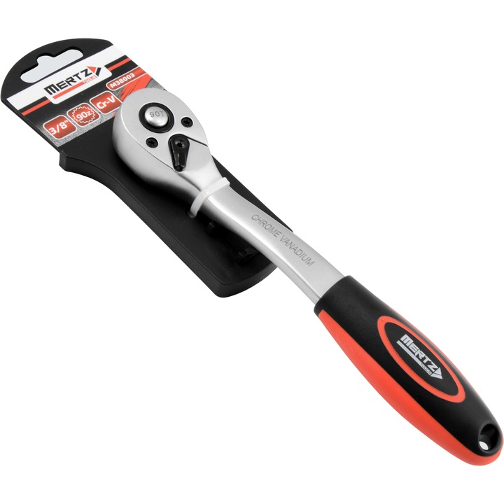 Cheie cu clichet Mertz M38003 3/8" 90 dinti, maner ergonomic antiderapant, otel Cr-V, 210x34mm