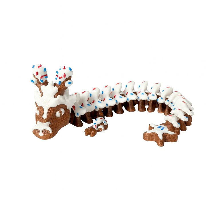 Dragon din Turta Dulce – Figurina Articulata 3D, 20 cm, Model Flexibil, Design de Colectie, Printat 3D din Plastic Premium