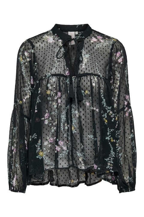 Bluza eleganta semitransparenta Elisa, Negru, Only, Marimea S 36 EU