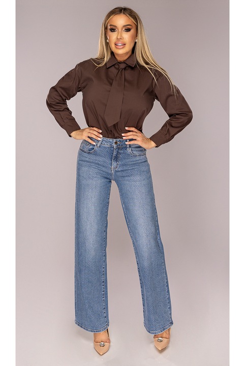 Női ing, barna, hosszú ujjú, S/M