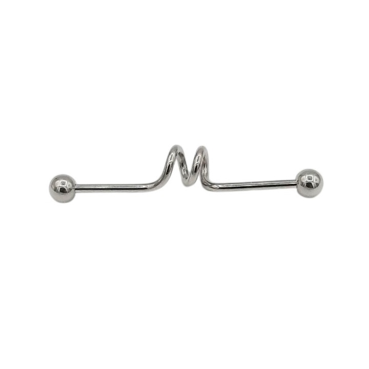 Percing inox de ureche 4, 5 cm lungime cu 2 bucle la mijloc si bile la capete Brandusa