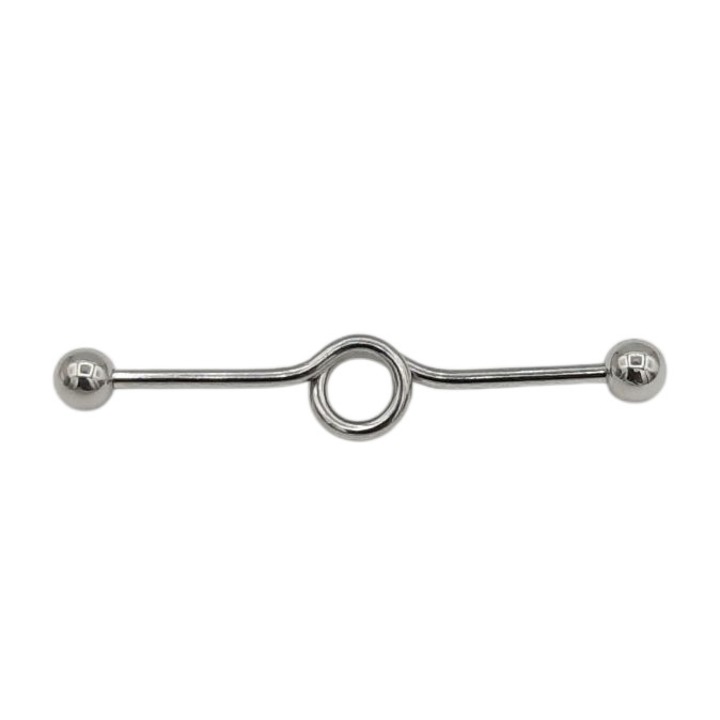 Percing inox de ureche 4, 5 cm lungime cu o bucla la mijloc si bile la capete Bruna