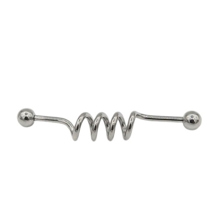 Percing inox de ureche 4, 5 cm lungime cu 4 bucle la mijloc si bile la capete Camelia