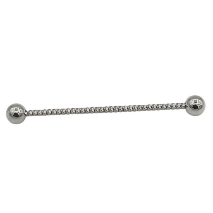 Percing inox de ureche 4, 5 cm lungime in forma sarma rasucita si 2 bile la capete Carmen