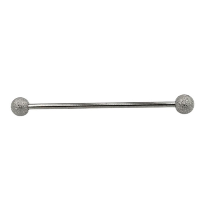 Percing inox de ureche 4, 5 cm lungime simplu cu 2 bile pudrate la capete Cipriana
