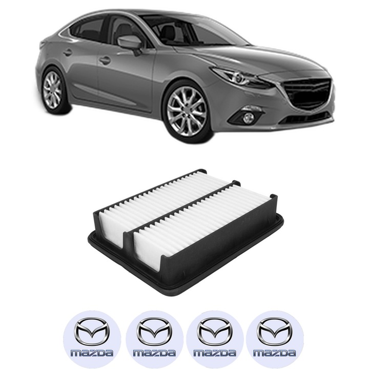 Filtru aer MAZDA 3 Saloon (BM_, BN_) 2.0 din 2013-2019 KW 88 CP 120 CMC 1998, Bosh, Auto, 4x Stickere auto cu MAZDA