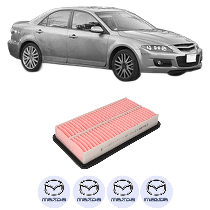 Filtru aer MAZDA 6 Hatchback (GG) 1.8 din 2002-2007 KW 88 CP 120 CMC 1798, Bosh, Auto, 4x Stickere auto cu MAZDA