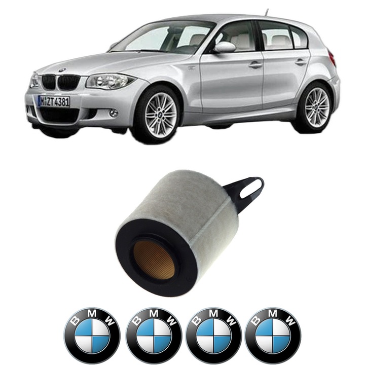 Filtru aer BMW Seria 1 (E81) 116 i din 2007-2011 KW 90 CP 122 CMC 1599, Bosh, Auto, 4x Stickere auto cu BMW