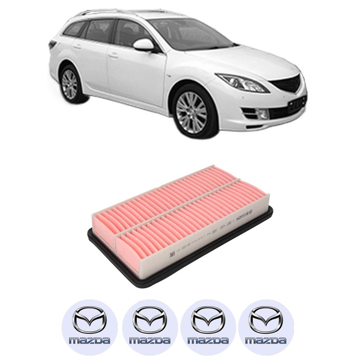 Filtru aer MAZDA 6 Estate (GH) 1.8 MZR din 2008-2013 KW 88 CP 120 CMC 1798, Bosh, Auto, 4x Stickere auto cu MAZDA