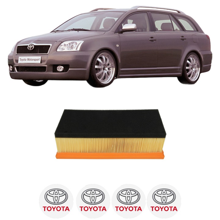 Filtru aer TOYOTA AVENSIS Estate (_T25_) 2.0 D-4D (ADT250_, ADT250R) din 2006-2008 KW 93 CP 126 CMC 1998, Bosh, Auto, 4x Stickere auto cu TOYOTA