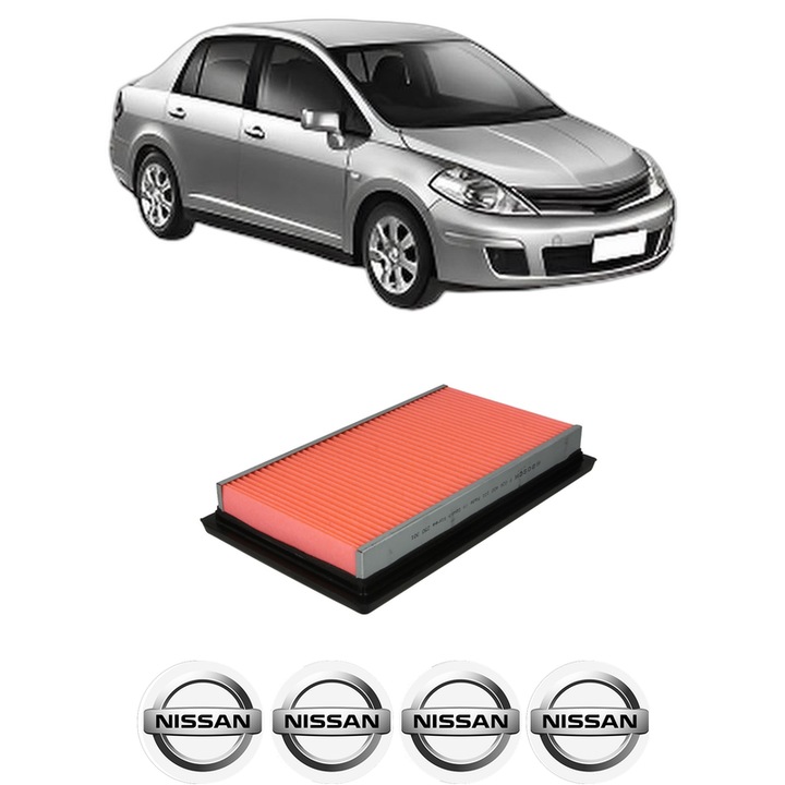 Filtru aer NISSAN TIIDA Saloon (SC11) 1.6 (C11L) din 2007-2012 KW 81 CP 110 CMC 1598, Bosh, Auto, 4x Stickere auto cu NISSAN
