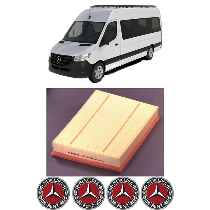 Filtru aer MERCEDES-BENZ SPRINTER 5-t Bus (B906) 516 CDI (906.655, 906.657) din 2009-2018 KW 120 CP 163 CMC 2143, Bosh, Auto, 4x Stickere auto cu MERCEDES-BENZ