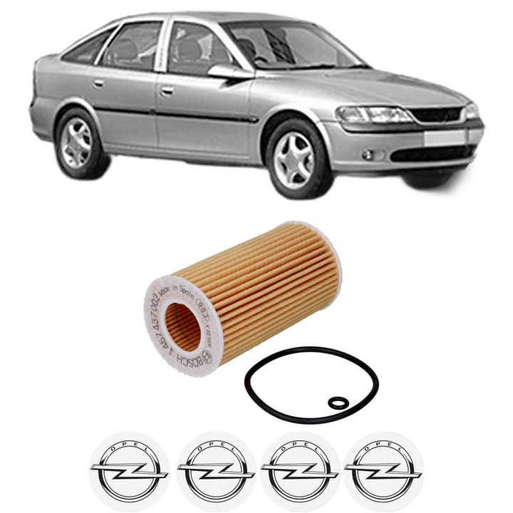 Filtru ulei OPEL VECTRA B Hatchback (J96) 2.0 DTI 16V (F68) din 1997-2003 KW 74 CP 101 CMC 1995, auto, Bosch, 4x Stickere auto cu OPEL