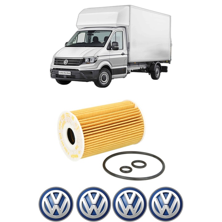 Filtru ulei Volkswagen TRANSPORTER T6 Van (SGA, SGH, SHA, SHH) 2.0 TDI din 2015-2019 KW 103 CP 140 CMC 1968, auto, Bosch, 4x Stickere auto cu Volkswagen