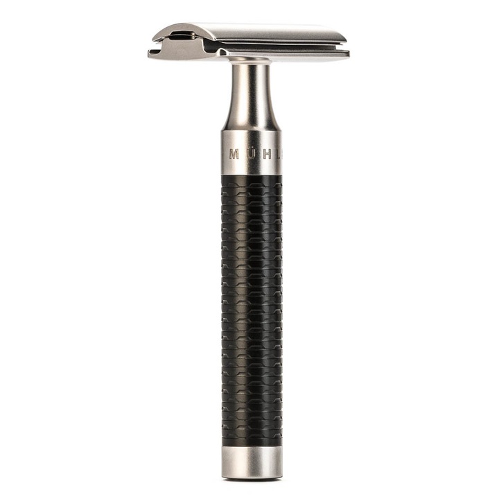 Aparat de ras clasic Safety Razor cu piaptan inchis, otel inoxidabil, Muehle Rocca R96