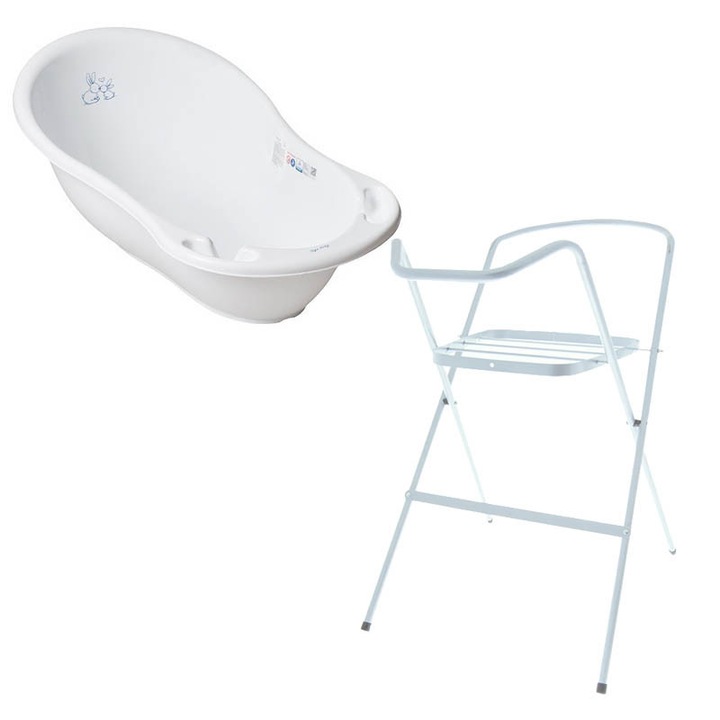 Комплект бебешко корито и стойка 86см White Rabbit, Метал