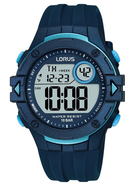 Ceas barbatesc Lorus R2325PX9, albastru, mecanism quartz, 40x15mm, curea silicon, rezistent la apa WR100
