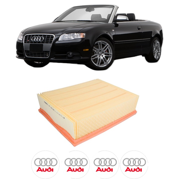 Filtru aer AUDI A4 B7 Convertible (8HE) 3.0 TDI quattro din 2006-2009 KW 150 CP 204 CMC 2967, Bosh, Auto, 4x Stickere auto cu AUDI