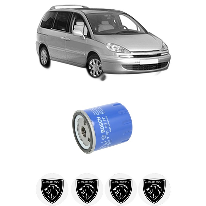 Filtru ulei PEUGEOT 807 (EB_) 3.0 V6 din 2002 KW 150 CP 204 CMC 2946, auto, Bosch, 4x Stickere auto cu PEUGEOT