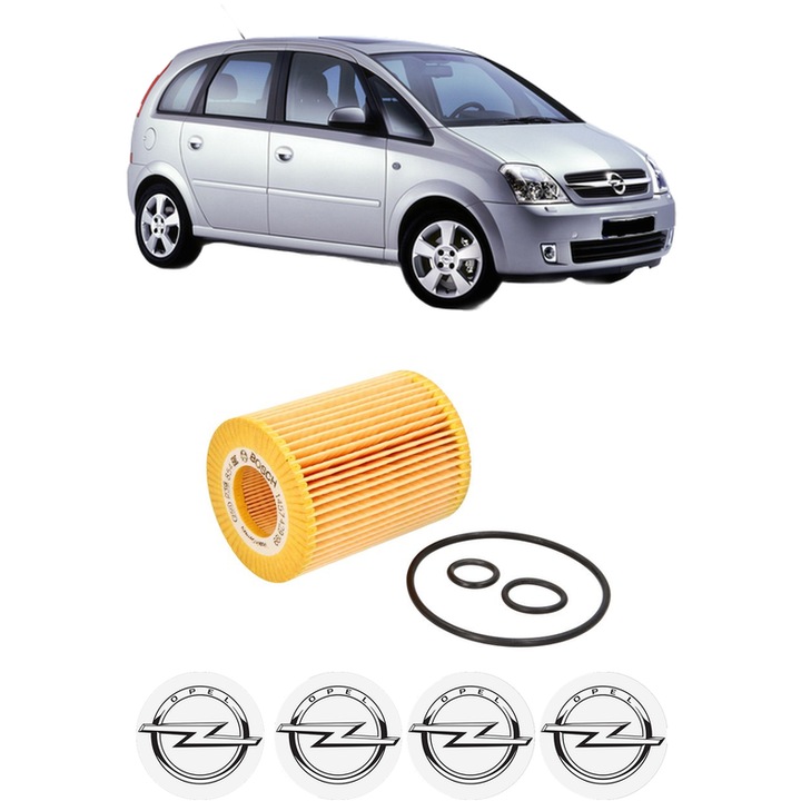 Filtru ulei OPEL MERIVA A MPV (X03) 1.7 DTI (E75) din 2003-2010 KW 55 CP 75 CMC 1686, auto, Bosch, 4x Stickere auto cu OPEL