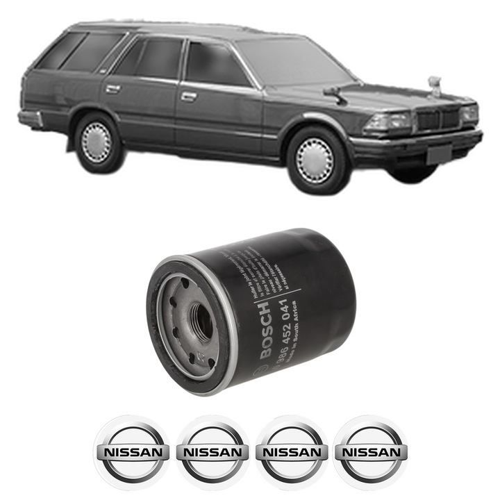 Filtru ulei NISSAN CEDRIC WAGON (Y30) 3.0 din 1987-1997 KW 118 CP 160 CMC 2960, auto, Bosch, 4x Stickere auto cu NISSAN
