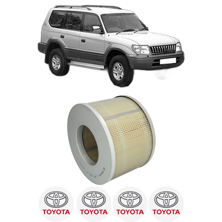 Légszűrő TOYOTA LAND CRUISER 90 (_J9_) 3.0 D-4D 4WD (KDJ90_, KDJ95_, KDJ90W, KDJ95W) 2000-2002 KW 120 LE 163 CMC 2982, Bosh, Auto, 4x TOYOTA autómatrica