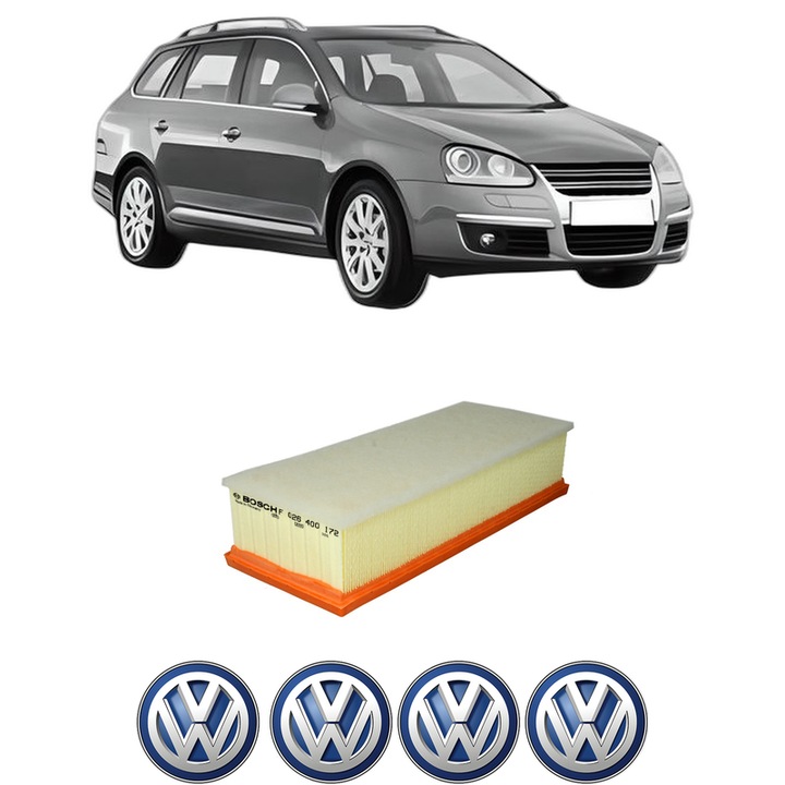 Filtru aer Volkswagen GOLF V Variant (1K5) 1.9 TDI 4motion din 2008-2009 KW 77 CP 105 CMC 1896, Bosh, Auto, 4x Stickere auto cu Volkswagen