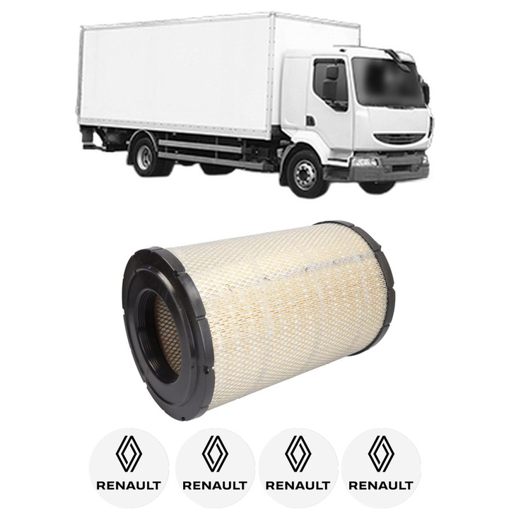 Filtru aer RENAULT TRUCKS MIDLUM 210.14 din 2000-2001 KW 154 CP 209 CMC 6177, Bosh, Auto, 4x Stickere auto cu RENAULT TRUCKS