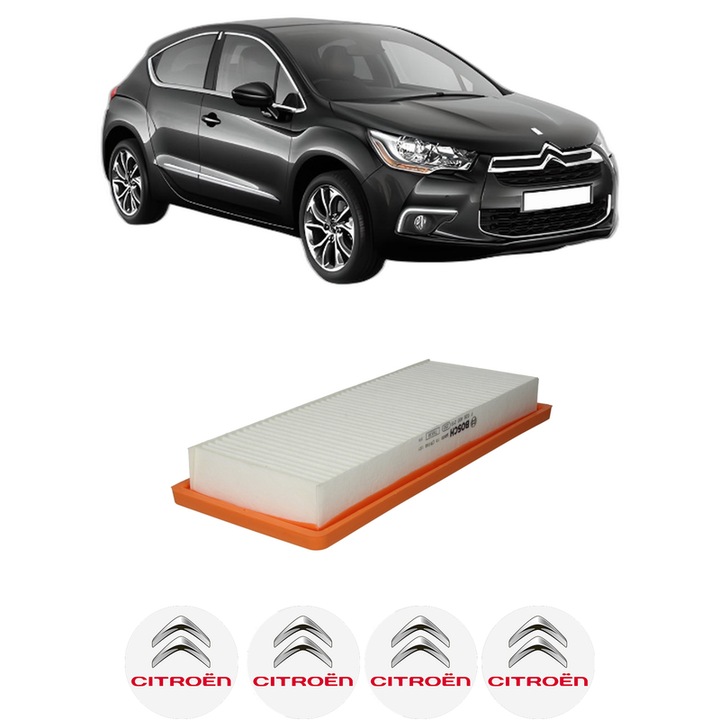 Filtru aer CITROEN DS4 (NX_) 1.6 THP 165 din 2012-2015 KW 121 CP 165 CMC 1598, Bosh, Auto, 4x Stickere auto cu CITROEN