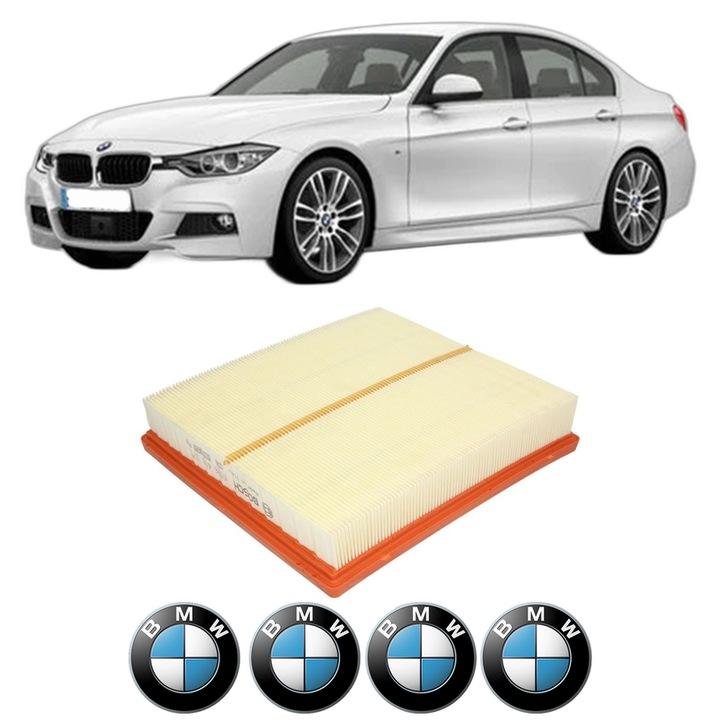 Filtru aer BMW Seria 3 (F30, F80) 320 i din 2012-2018 KW 135 CP 184 CMC 1997, Bosh, Auto, 4x Stickere auto cu BMW
