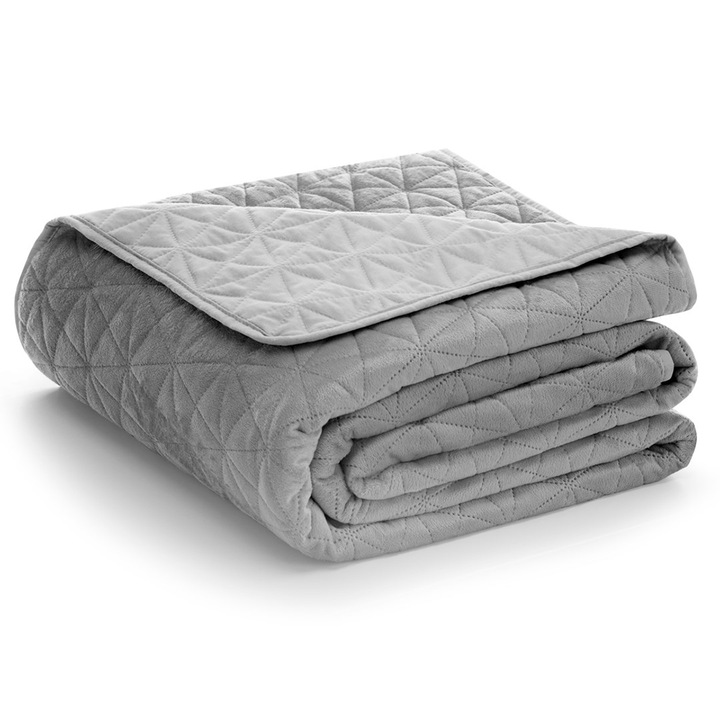 Капитонирана кадифена кувертюра, Laila, 180-190 g/m2, 200 x 220 см, сива