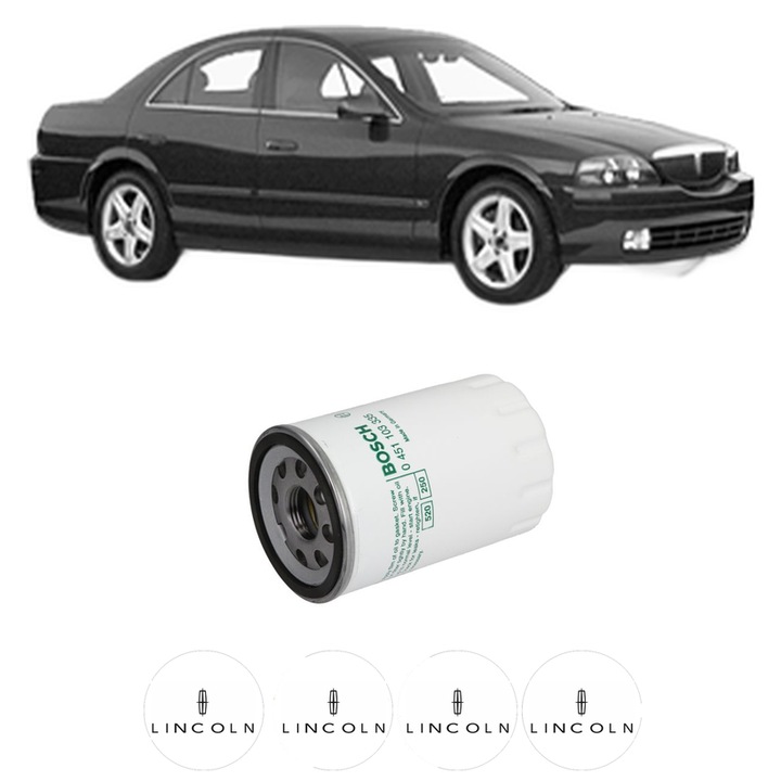 Filtru ulei LINCOLN LS 3.9 V8 32V din 1998 KW 180 CP 245 CMC 3950, auto, Bosch, 4x Stickere auto cu LINCOLN