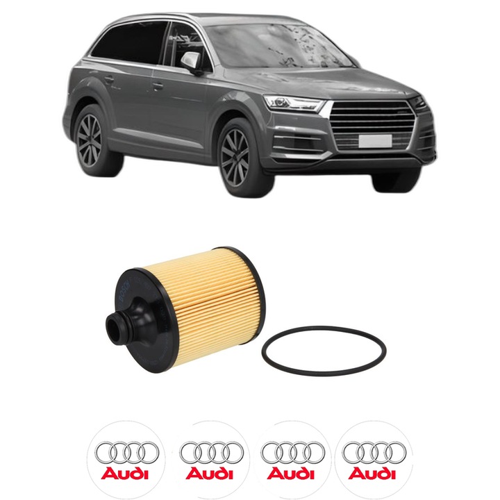 Filtru ulei AUDI Q7 Van (4MB, 4MG) 4.0 SQ7 TDI quattro din 2016 KW 320 CP 435 CMC 3956, auto, Bosch, 4x Stickere auto cu AUDI