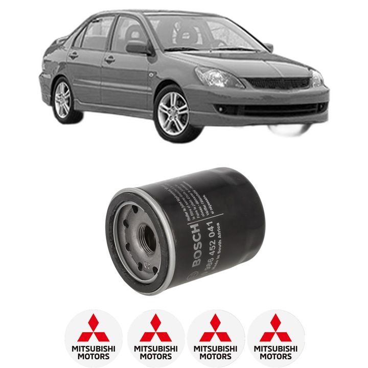 Filtru ulei MITSUBISHI LANCER VII (CS_A, CT_A) 1.6 (CS3A) din 2000-2007 KW 77 CP 105 CMC 1584, auto, Bosch, 4x Stickere auto cu MITSUBISHI