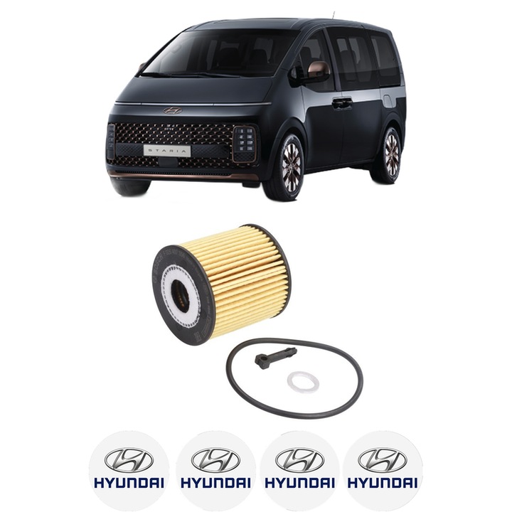 Filtru ulei HYUNDAI STARIA Bus (US4) 1.6 T-GDi Hybrid (US4W) din 2024 KW 165 CP 224 CMC 1598, auto, Bosch, 4x Stickere auto cu HYUNDAI