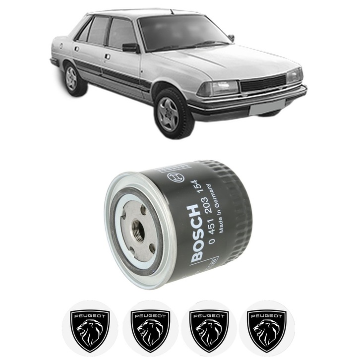 Filtru ulei PEUGEOT 305 II (581M) 1.3 din 1982-1985 KW 44 CP 60 CMC 1290, auto, Bosch, 4x Stickere auto cu PEUGEOT