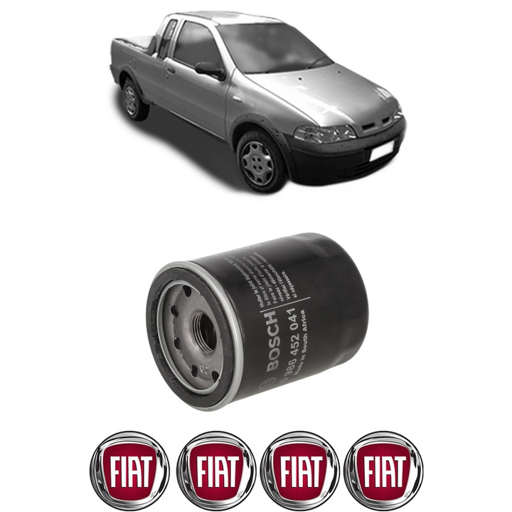 Filtru ulei FIAT STRADA Pickup (178_, 278_) 1.2 din 2003 KW 44 CP 60 CMC 1242, auto, Bosch, 4x Stickere auto cu FIAT