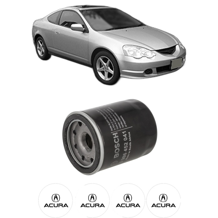 Filtru ulei ACURA RSX Coupe (DC_) 2.0 Sport din 2001-2006 KW 118 CP 160 CMC 1998, auto, Bosch, 4x Stickere auto cu ACURA
