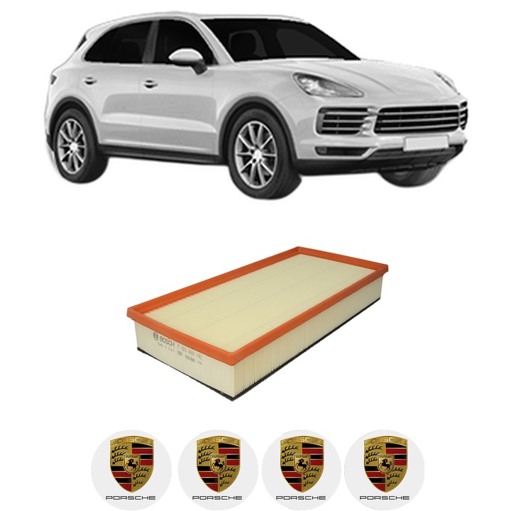 Légszűrő PORSCHE CAYENNE (9YA) 3.0 AWD (9YAAA1) 2017-től KW 250 LE 340 CMC 2995, Bosh, Auto, 4x PORSCHE autós matrica