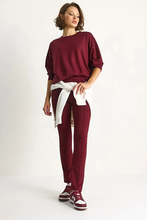 Compleu HiCCUP, doua piese, maneca lunga, guler rotund, visiniu, jerseu