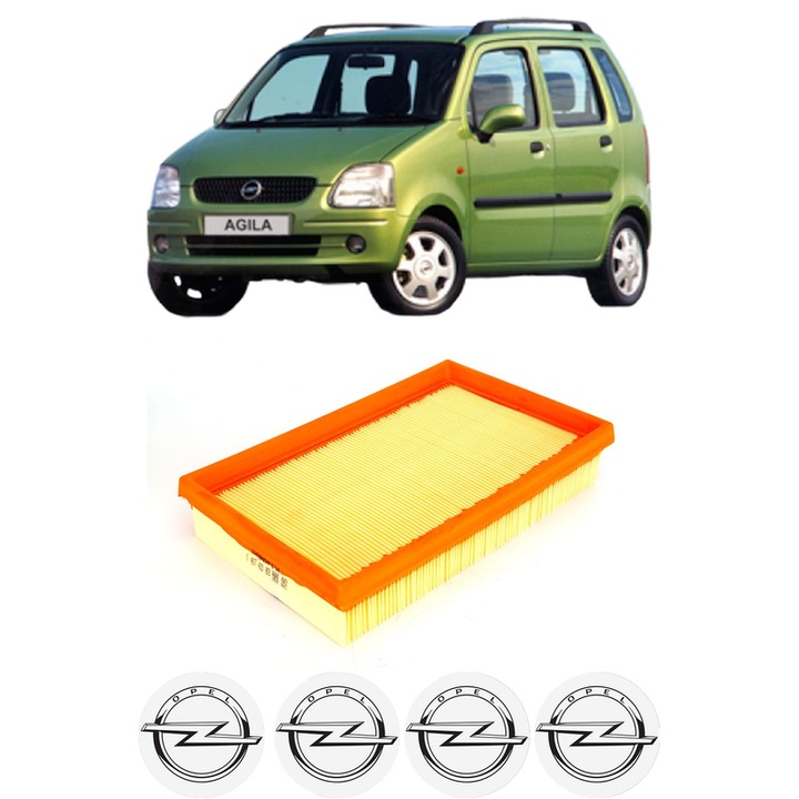 Filtru aer OPEL AGILA A (H00) 1.2 16V (F68) din 2000-2007 KW 55 CP 75 CMC 1199, Bosh, Auto, 4x Stickere auto cu OPEL