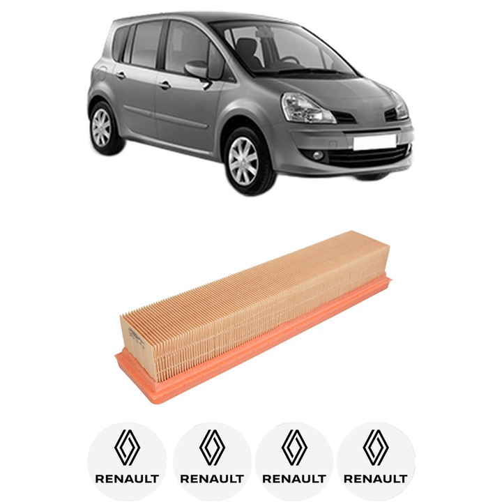 Filtru aer RENAULT MODUS / GRAND MODUS (F/JP0_) 1.2 GPL (JP0R) din 2008-2012 KW 55 CP 75 CMC 1149, Bosh, Auto, 4x Stickere auto cu RENAULT
