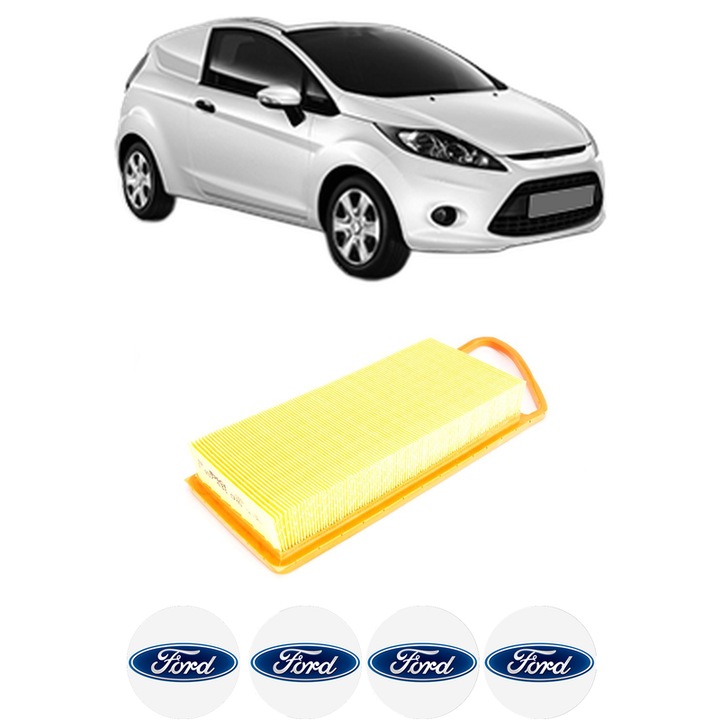 Filtru aer FORD FIESTA VI Van 1.4 TDCi din 2009-2017 KW 50 CP 68 CMC 1399, Bosh, Auto, 4x Stickere auto cu FORD