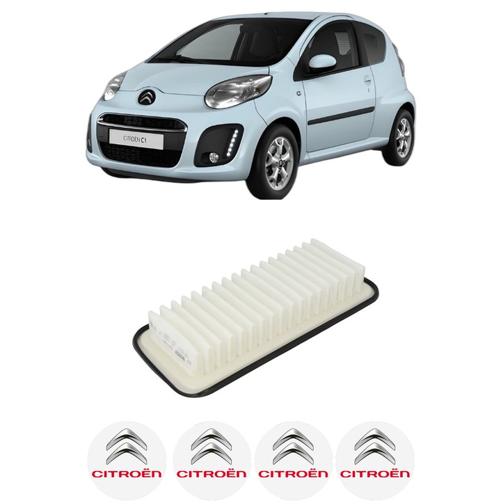 Filtru aer CITROEN C1 (PM_, PN_) 1.0 din 2005-2014 KW 50 CP 68 CMC 998, Bosh, Auto, 4x Stickere auto cu CITROEN